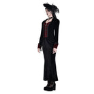Darkinlove Women's Gothic Applique Two‑Tone Zipper Velvet Tailcoat Jacket