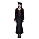 Darkinlove Women's Gothic Applique Two‑Tone Zipper Velvet Tailcoat Jacket