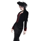 Darkinlove Women's Gothic Applique Two‑Tone Zipper Velvet Tailcoat Jacket