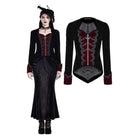Darkinlove Women's Gothic Applique Two‑Tone Zipper Velvet Tailcoat Jacket