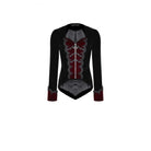 Darkinlove Women's Gothic Applique Two‑Tone Zipper Velvet Tailcoat Jacket