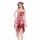Darkinlove Women's Gothic Asymmetric Tiered Tie-dye Slip Dress