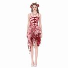 Darkinlove Women's Gothic Asymmetric Tiered Tie-dye Slip Dress