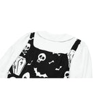 Darkinlove Women's Gothic Bat Coffin Skull Print Peter Pan Collar Bishop Sleeve Short Dress