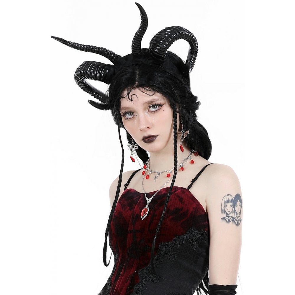 Darkinlove Women's Gothic Bat Ruby Earrings