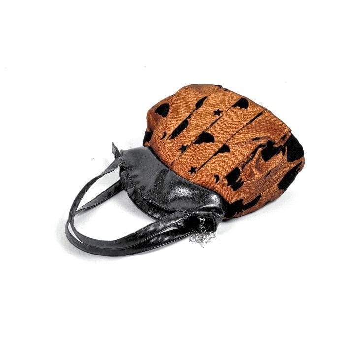 Darkinlove Women's Gothic Bat Star Moon Pattern Pumpkin-shaped Handbag