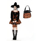 Darkinlove Women's Gothic Bat Star Moon Pattern Pumpkin-shaped Handbag