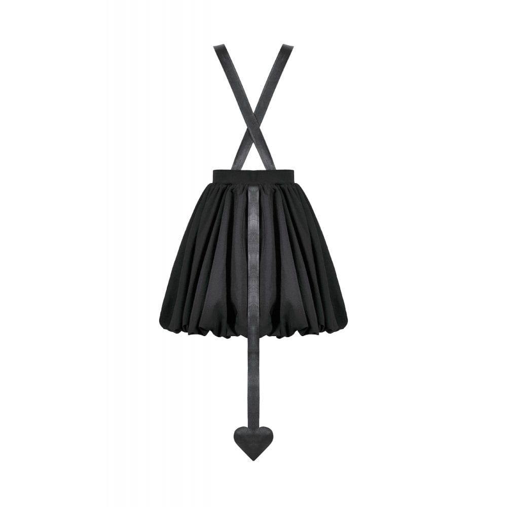 Darkinlove Women's Gothic Bat Wing Buckle Suspender Dress with Tail