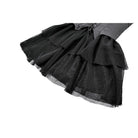 Darkinlove Women's Gothic Bat Wing Cut Edge Lace-up Layered Mesh Hem Slip Dress