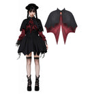 Darkinlove Women's Gothic Batwing Diamond Cape Black Red