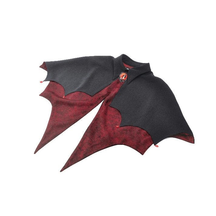 Darkinlove Women's Gothic Batwing Diamond Cape Black Red