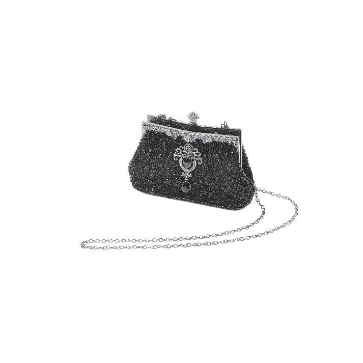 Darkinlove Women's Gothic Beaded Diamante Evening Bag