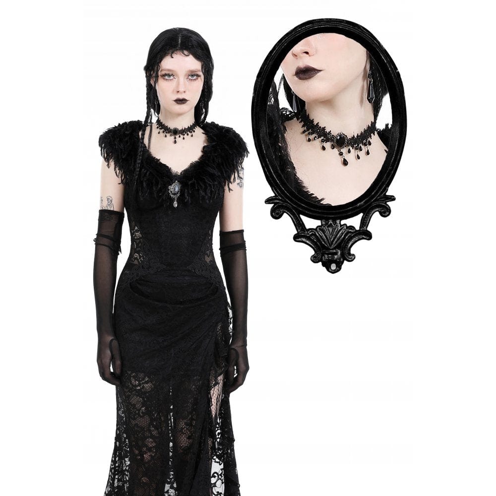 Darkinlove Women's Gothic Beaded Lace Choker