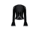 Darkinlove Women's Gothic Beaded Tassel Lace Trim Bell Sleeve Velvet Top