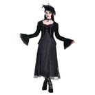 Darkinlove Women's Gothic Beaded Tassel Lace Trim Bell Sleeve Velvet Top