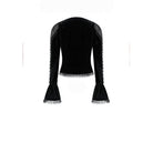 Darkinlove Women's Gothic Beaded Tassel Lace Trim Bell Sleeve Velvet Top