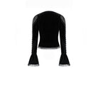 Darkinlove Women's Gothic Beaded Tassel Lace Trim Bell Sleeve Velvet Top