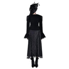 Darkinlove Women's Gothic Beaded Tassel Lace Trim Bell Sleeve Velvet Top