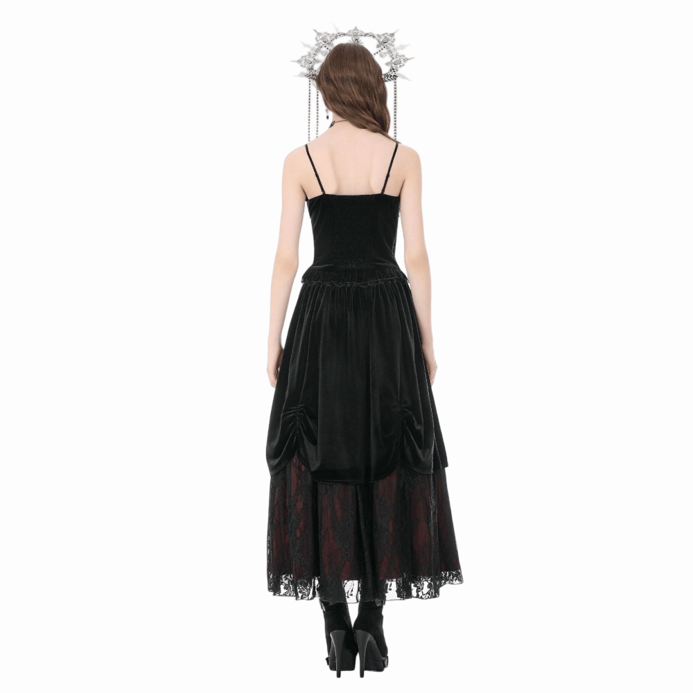Darkinlove Women's Gothic Beaded Tassel Velvet Bustier