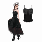 Darkinlove Women's Gothic Beaded Tassel Velvet Bustier