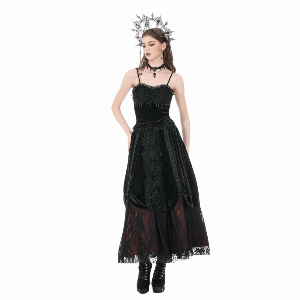 Darkinlove Women's Gothic Beaded Tassel Velvet Bustier