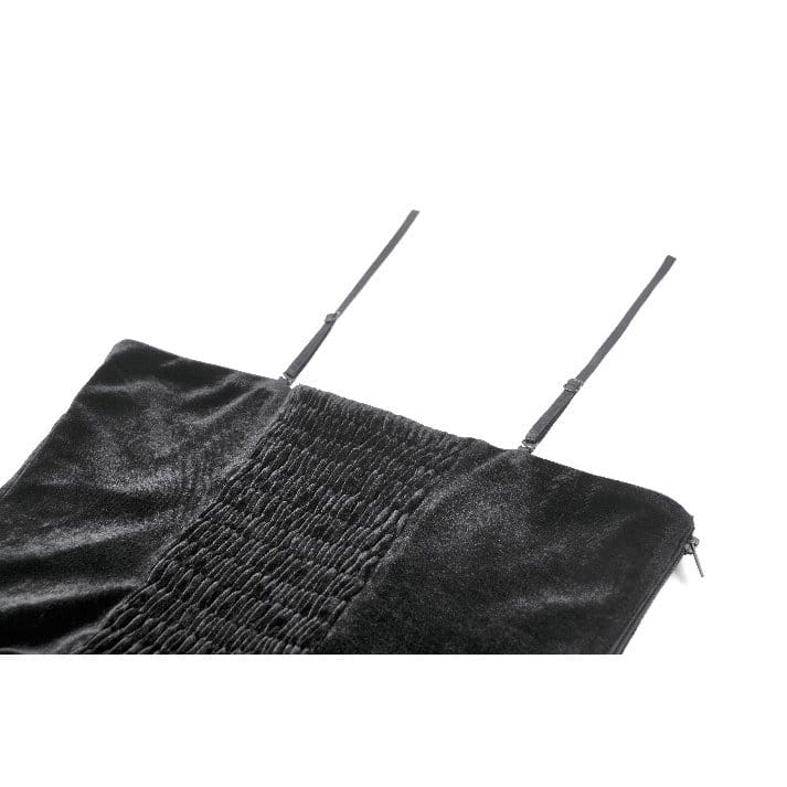 Darkinlove Women's Gothic Beaded Tassel Velvet Bustier