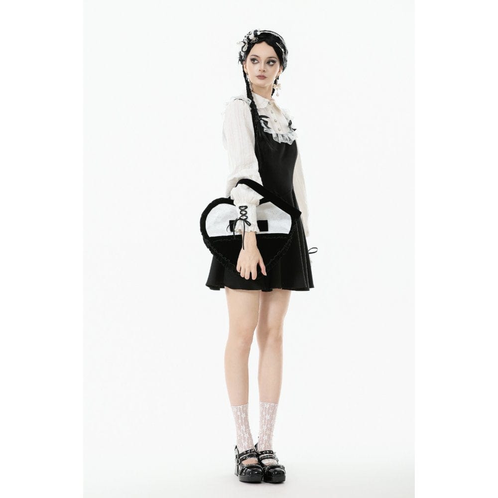 Darkinlove Women's Gothic Bow Black&White Heart Bag