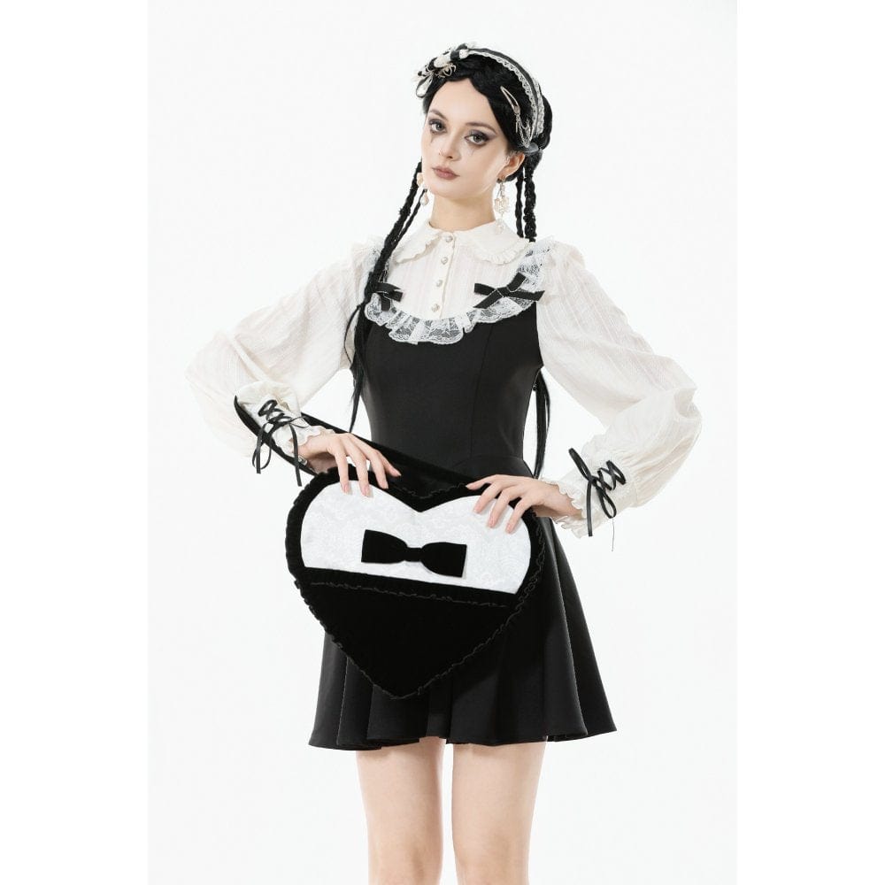 Darkinlove Women's Gothic Bow Black&White Heart Bag