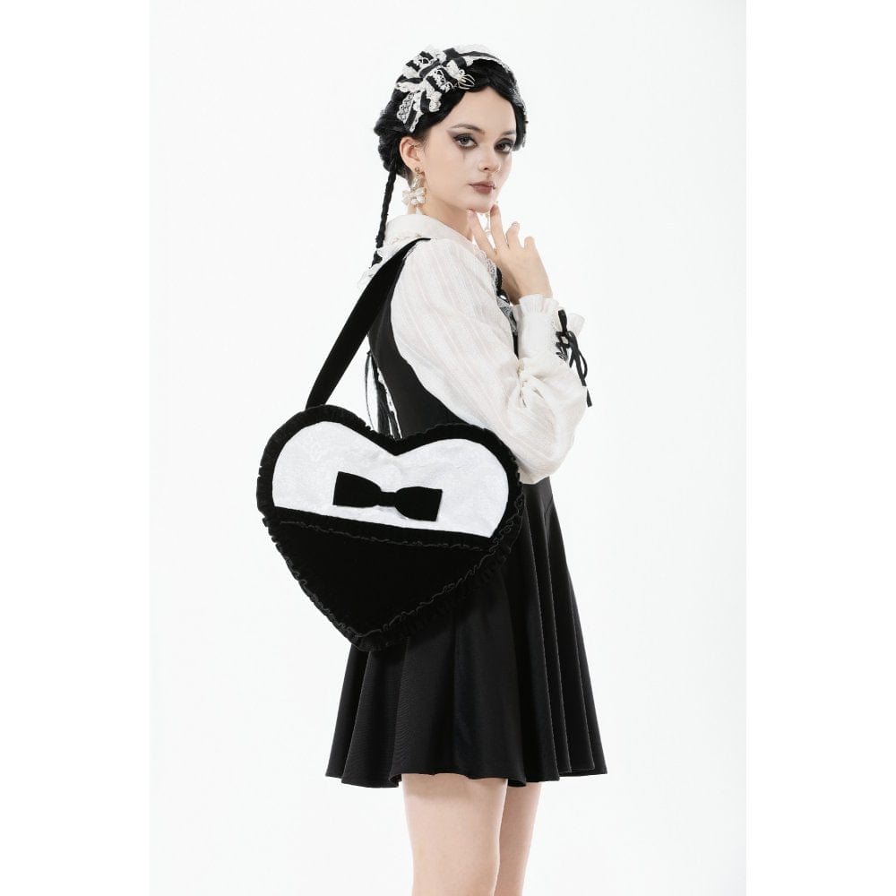 Darkinlove Women's Gothic Bow Black&White Heart Bag
