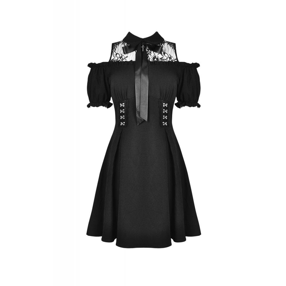Women's Gothic Bowknock Shoulder Cutout Dresses – Punk Design