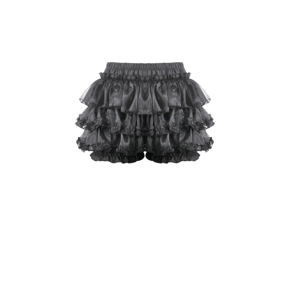 Pantaloncini a balze da donna Darkinlove con fiocco gotico e bordo in pizzo