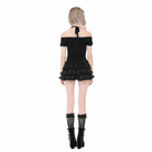 Darkinlove Women's Gothic Bowknot Lace-Trimmed Tiered Shorts