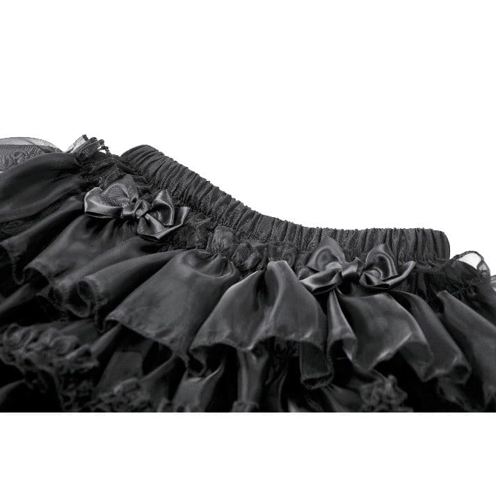 Pantaloncini a balze da donna Darkinlove con fiocco gotico e bordo in pizzo