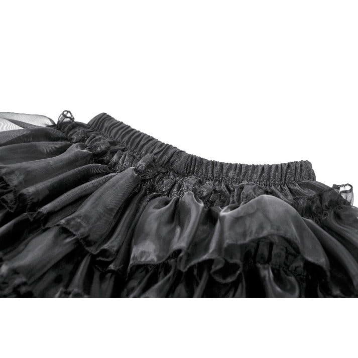 Pantaloncini a balze da donna Darkinlove con fiocco gotico e bordo in pizzo