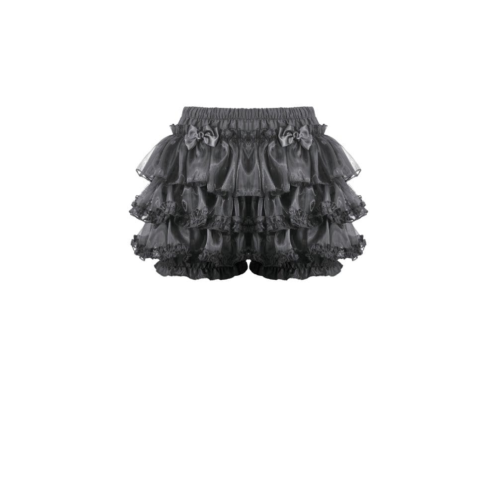 Pantaloncini a balze da donna Darkinlove con fiocco gotico e bordo in pizzo