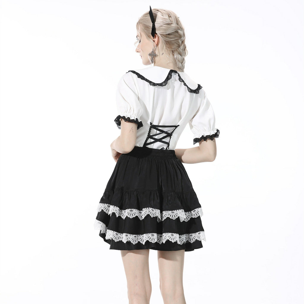 Darkinlove Women's Gothic Bowknot Layered Black Skirt