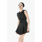 Darkinlove Women's Gothic Bowknot Pleated Sleeveless Dress
