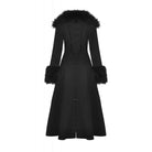 Darkinlove Women's Gothic Buckle Draped Coat with Faux Fur Collar