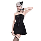 Darkinlove Women's Gothic Buckle Strap Lace-up Slip Dress