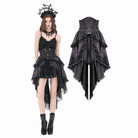 Darkinlove Women's Gothic Butterfly Bowknot Lace-up High-Low Skirt
