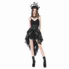 Darkinlove Women's Gothic Butterfly Bowknot Lace-up High-Low Skirt