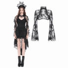 Darkinlove Women's Gothic Butterfly Embroidered Flare Sleeve Lace Cape