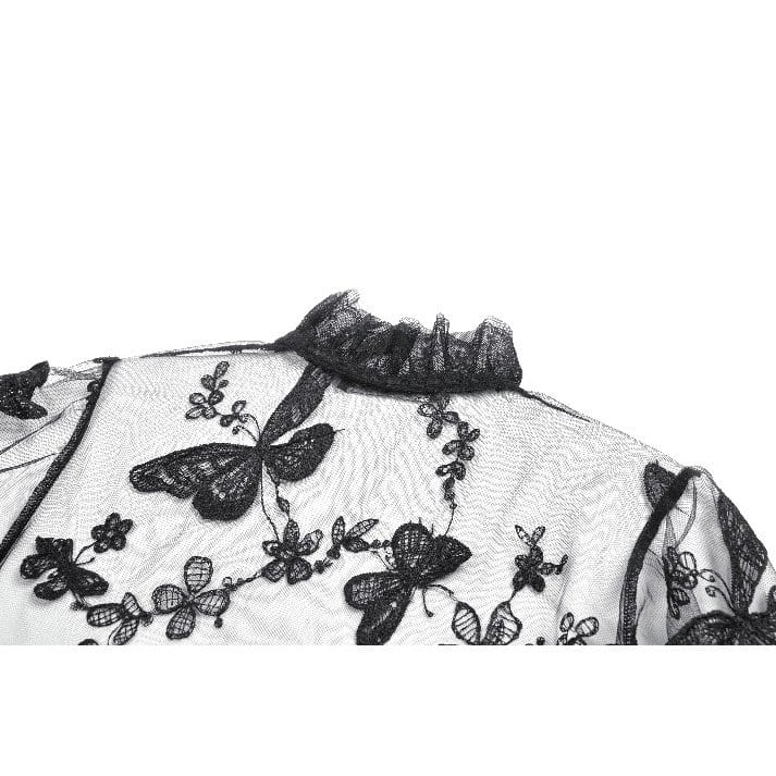 Mantella da donna Darkinlove in pizzo con ricami a farfalla gotica e maniche a campana.