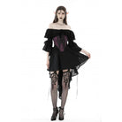 Darkinlove Women's Gothic Butterfly Embroidered Lace Underbust Corset