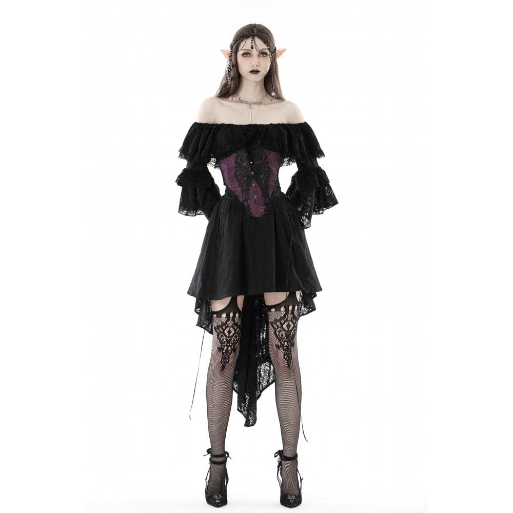 Darkinlove Women's Gothic Butterfly Embroidered Lace Underbust Corset