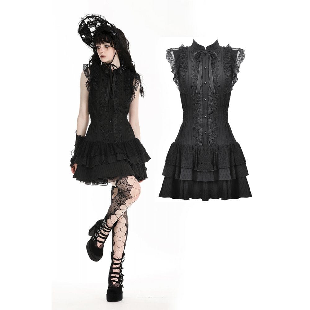 Women's Gothic Cheongsam Collar Ruffled Homecoming Dress Punk Design Women's Gothic Cheongsam Collar Ruffled Homecoming Dress Punk Design