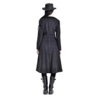 Darkinlove Women's Gothic Cobweb Lapel Pinstripe Single-breasted Long Coat