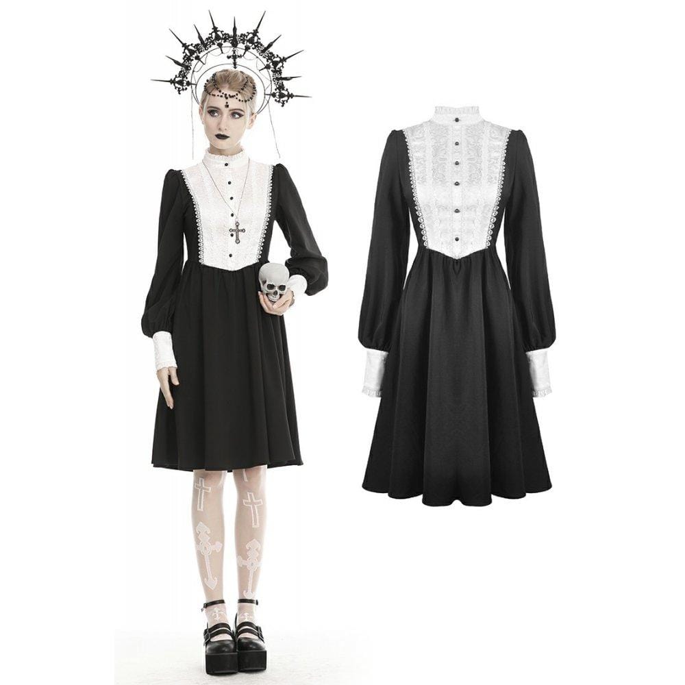 Darkinlove Women's Gothic Contrast Color Dresses