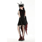 Darkinlove Women's Gothic Contrast Color Halloween Tail Dress