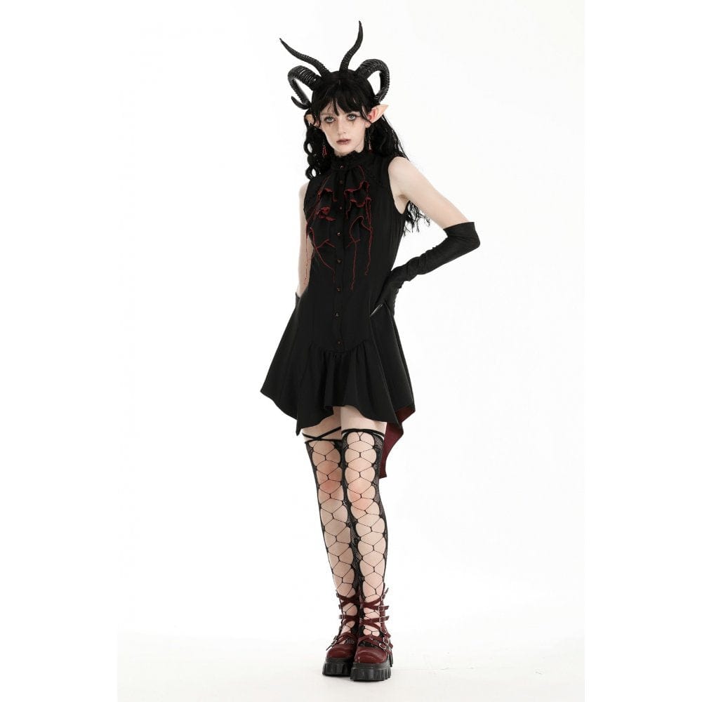 Darkinlove Women's Gothic Contrast Color Halloween Tail Dress